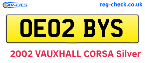 OE02BYS are the vehicle registration plates.
