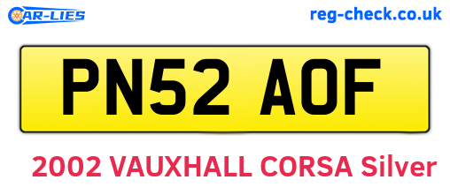 PN52AOF are the vehicle registration plates.
