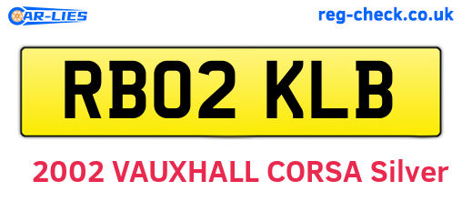 RB02KLB are the vehicle registration plates.