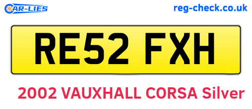 RE52FXH are the vehicle registration plates.