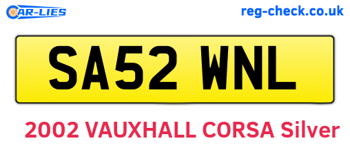 SA52WNL are the vehicle registration plates.
