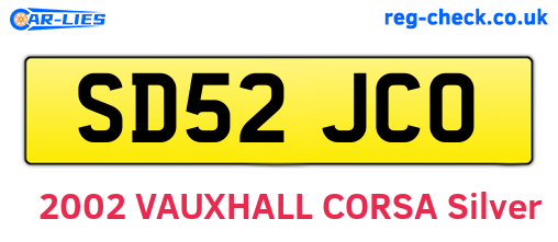 SD52JCO are the vehicle registration plates.