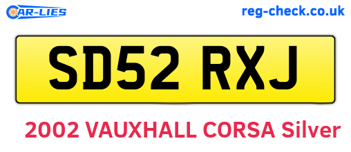 SD52RXJ are the vehicle registration plates.