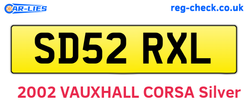 SD52RXL are the vehicle registration plates.