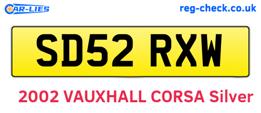 SD52RXW are the vehicle registration plates.