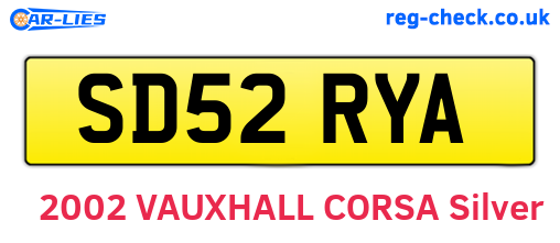 SD52RYA are the vehicle registration plates.