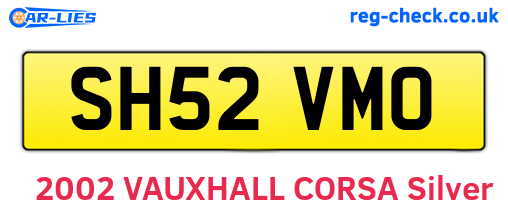 SH52VMO are the vehicle registration plates.