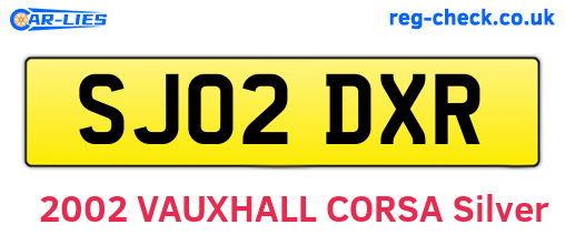 SJ02DXR are the vehicle registration plates.