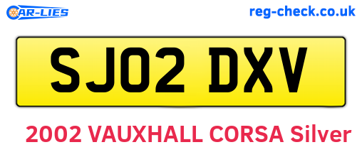 SJ02DXV are the vehicle registration plates.