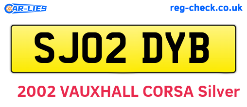 SJ02DYB are the vehicle registration plates.