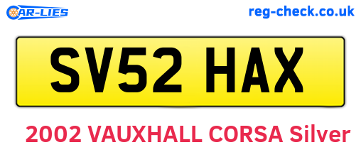 SV52HAX are the vehicle registration plates.