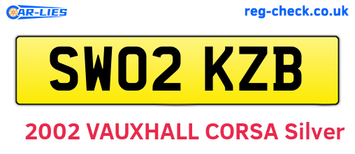 SW02KZB are the vehicle registration plates.