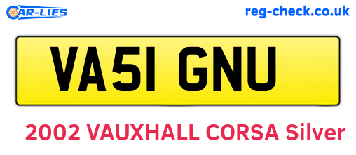 VA51GNU are the vehicle registration plates.