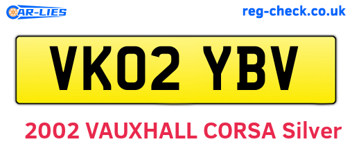 VK02YBV are the vehicle registration plates.