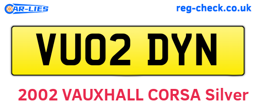 VU02DYN are the vehicle registration plates.