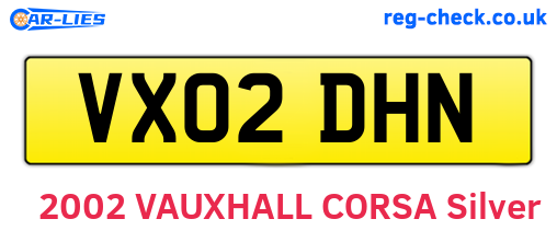 VX02DHN are the vehicle registration plates.