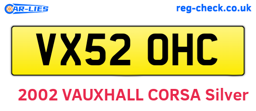 VX52OHC are the vehicle registration plates.