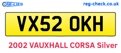 VX52OKH are the vehicle registration plates.