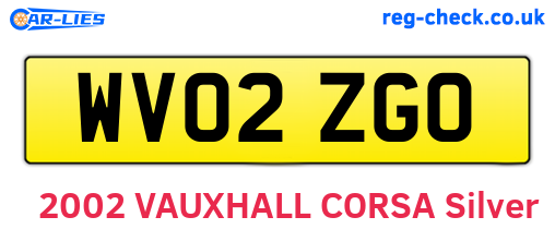 WV02ZGO are the vehicle registration plates.