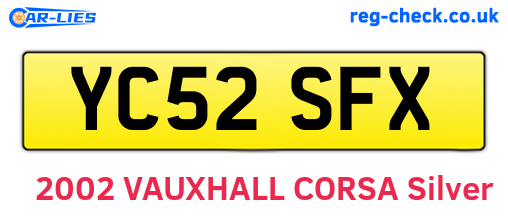 YC52SFX are the vehicle registration plates.