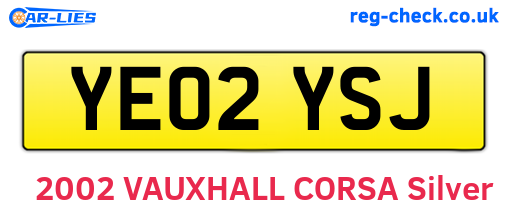 YE02YSJ are the vehicle registration plates.