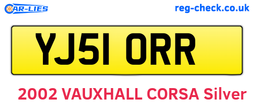 YJ51ORR are the vehicle registration plates.
