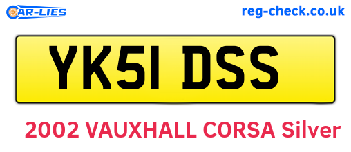 YK51DSS are the vehicle registration plates.