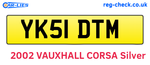 YK51DTM are the vehicle registration plates.