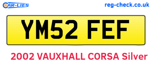 YM52FEF are the vehicle registration plates.