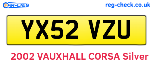 YX52VZU are the vehicle registration plates.