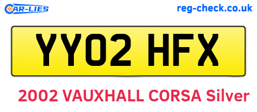 YY02HFX are the vehicle registration plates.