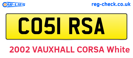 CO51RSA are the vehicle registration plates.