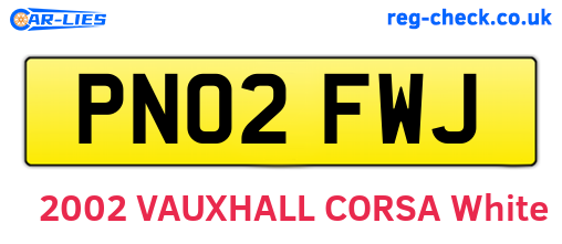 PN02FWJ are the vehicle registration plates.