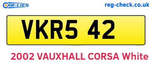 VKR542 are the vehicle registration plates.
