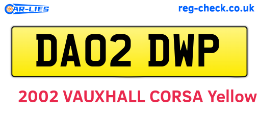 DA02DWP are the vehicle registration plates.