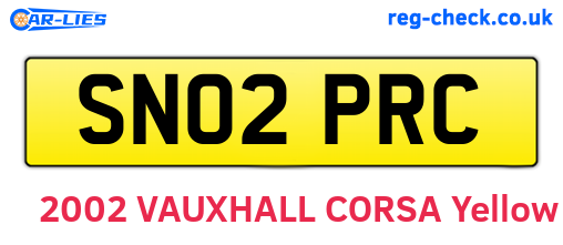 SN02PRC are the vehicle registration plates.