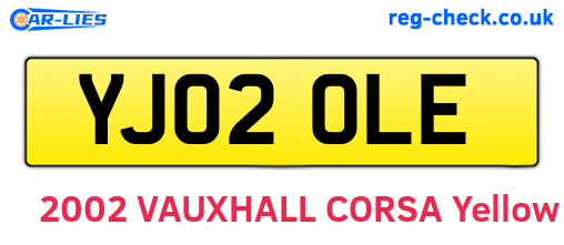YJ02OLE are the vehicle registration plates.