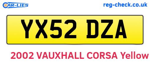 YX52DZA are the vehicle registration plates.