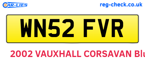 WN52FVR are the vehicle registration plates.
