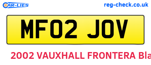 MF02JOV are the vehicle registration plates.