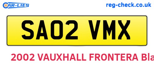SA02VMX are the vehicle registration plates.