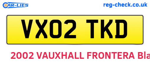 VX02TKD are the vehicle registration plates.