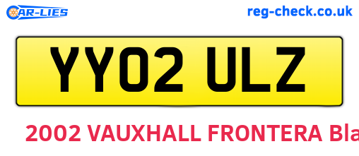 YY02ULZ are the vehicle registration plates.