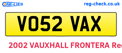 VO52VAX are the vehicle registration plates.