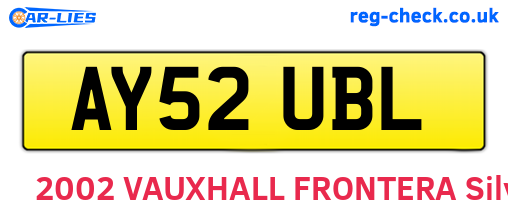AY52UBL are the vehicle registration plates.