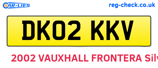 DK02KKV are the vehicle registration plates.