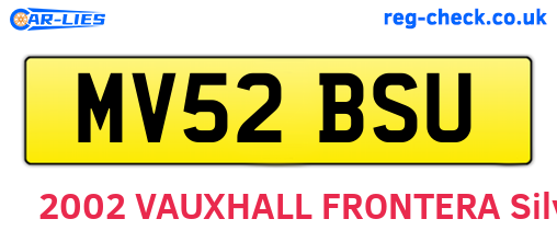 MV52BSU are the vehicle registration plates.