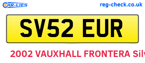SV52EUR are the vehicle registration plates.