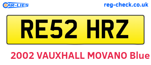 RE52HRZ are the vehicle registration plates.