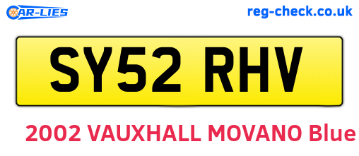 SY52RHV are the vehicle registration plates.